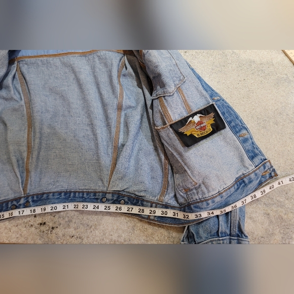 Vintage Harley Davidson Logo Denim Button Jean Jacket Unisex Men's Medium - Picture 7 of 13